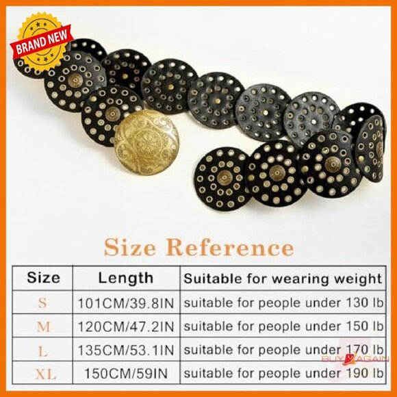 Vintage Western Wide Disc Belt PU Leather Chunky Waist Belt Women main image 6